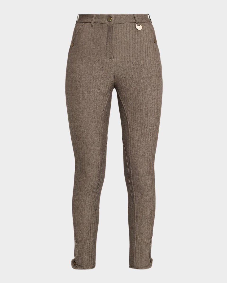 Anne Herringbone Skinny-Leg Jodhpur Pants